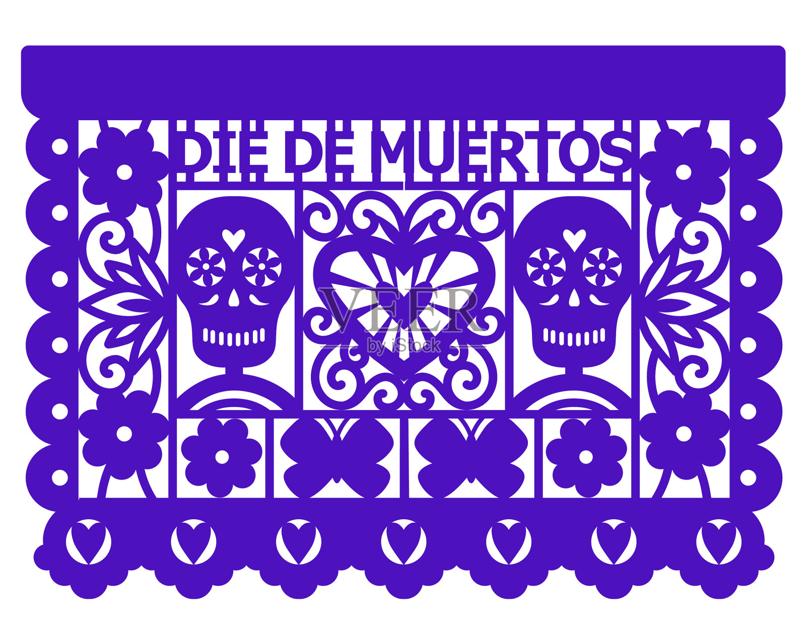 节日五颜六色的纸花环多彩墨西哥插画图片素材