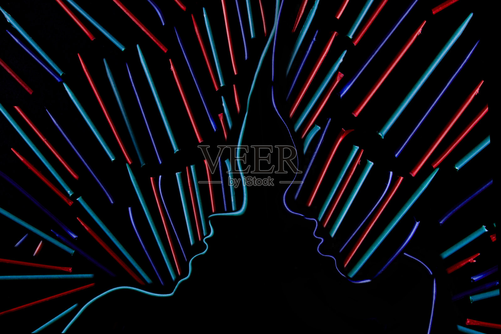 抽象人物剪影黑色背景照片摄影图片