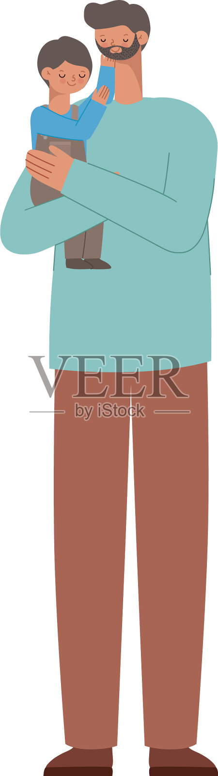 与男孩的父亲插画图片素材