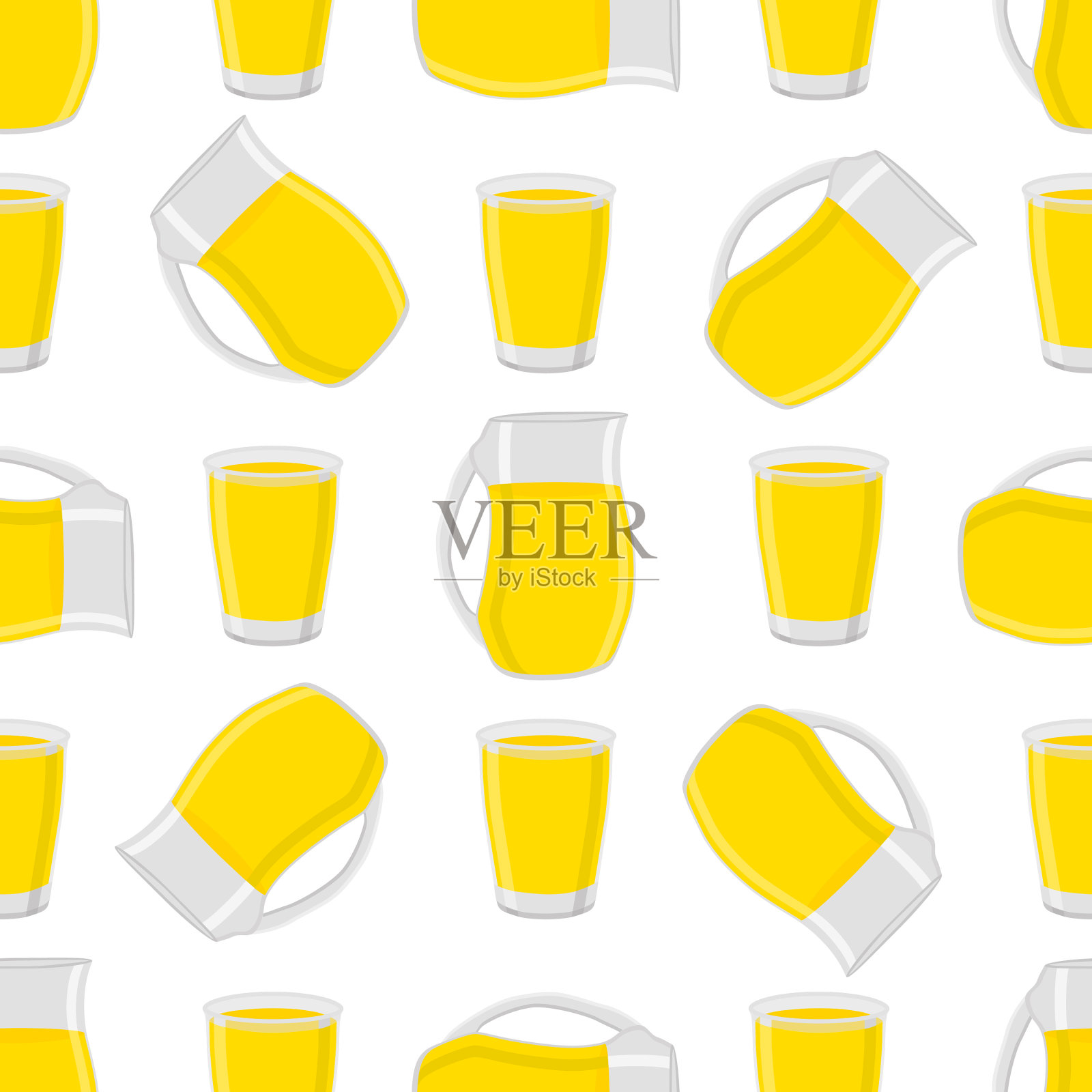 主题彩色柠檬水在玻璃壶插画图片素材