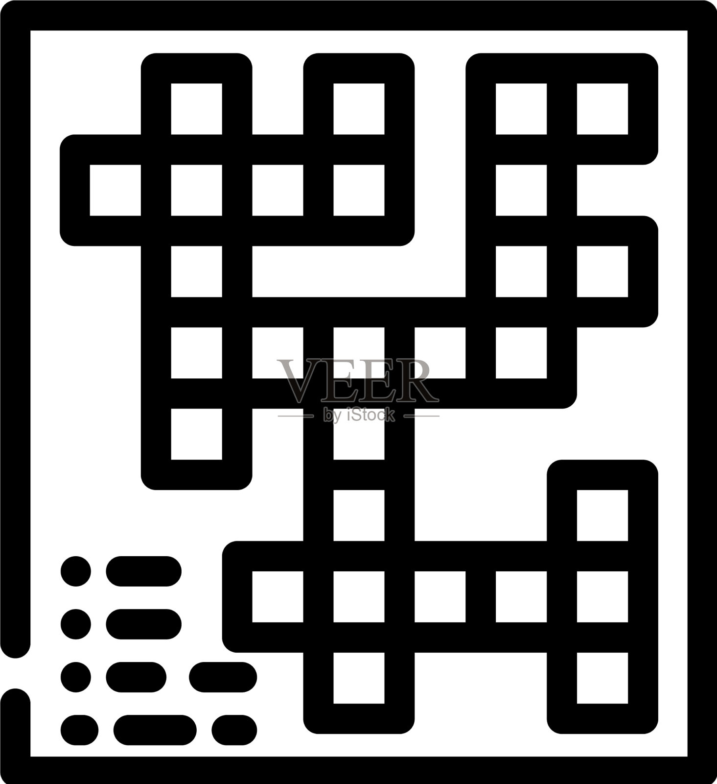 纵横字谜游戏线图标黑色设计元素图片