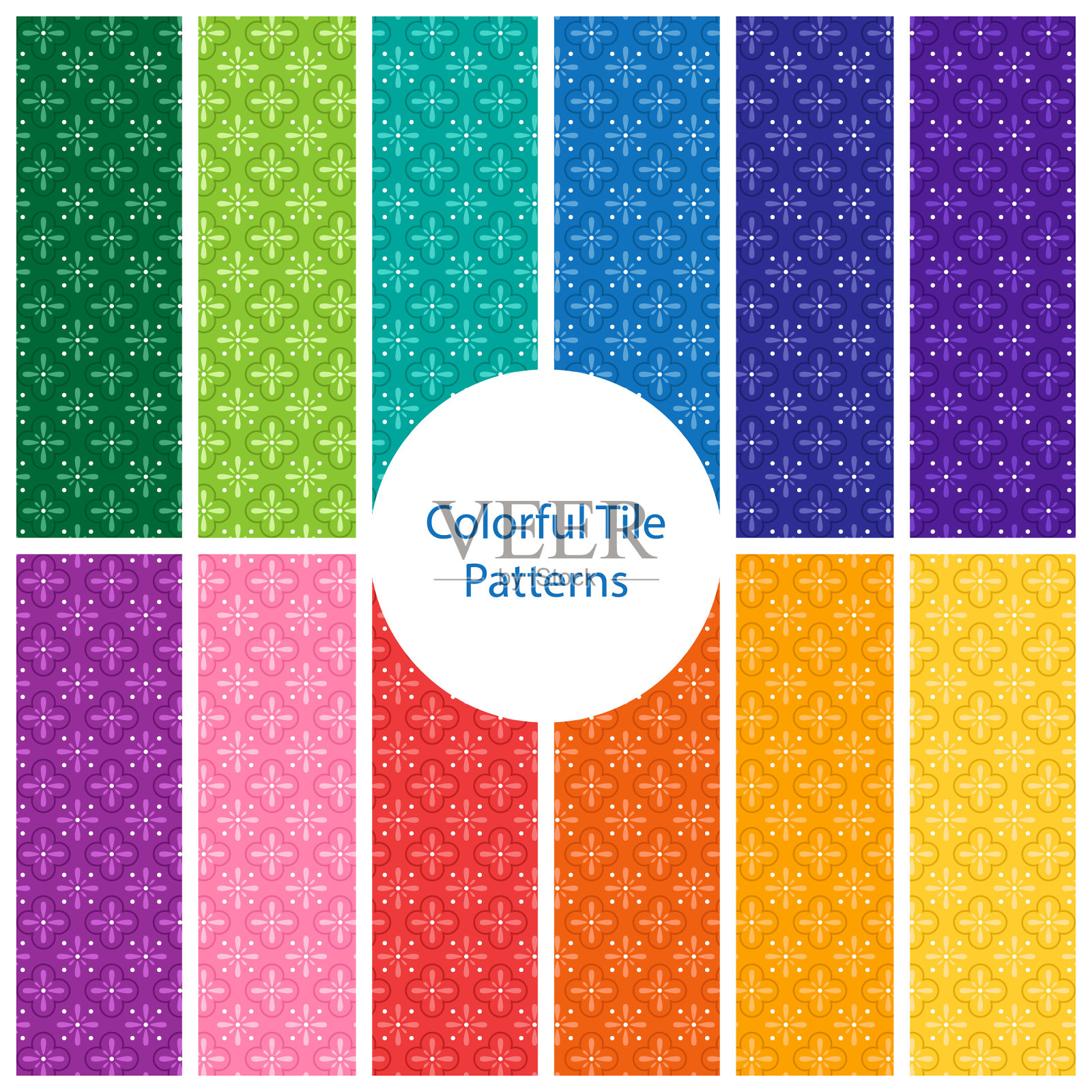 彩色瓷砖喋喋不休插画图片素材