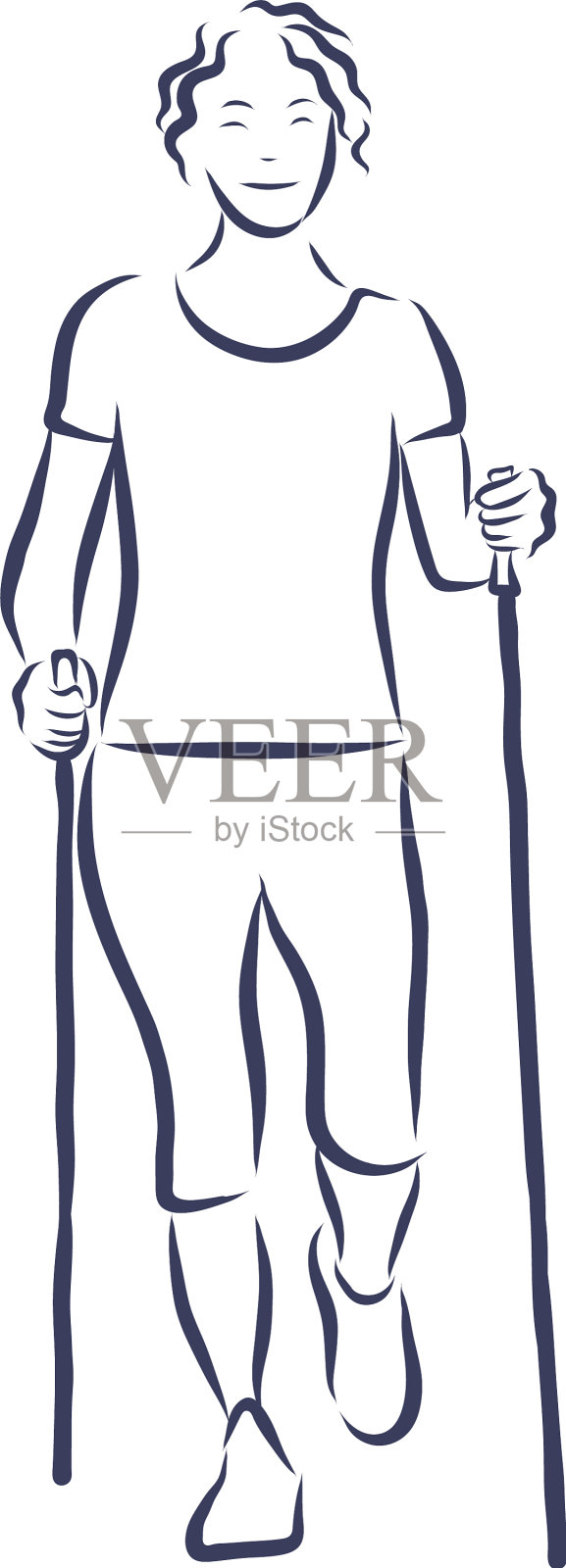 北欧或斯堪的纳维亚步行安全健身黑色插画图片素材