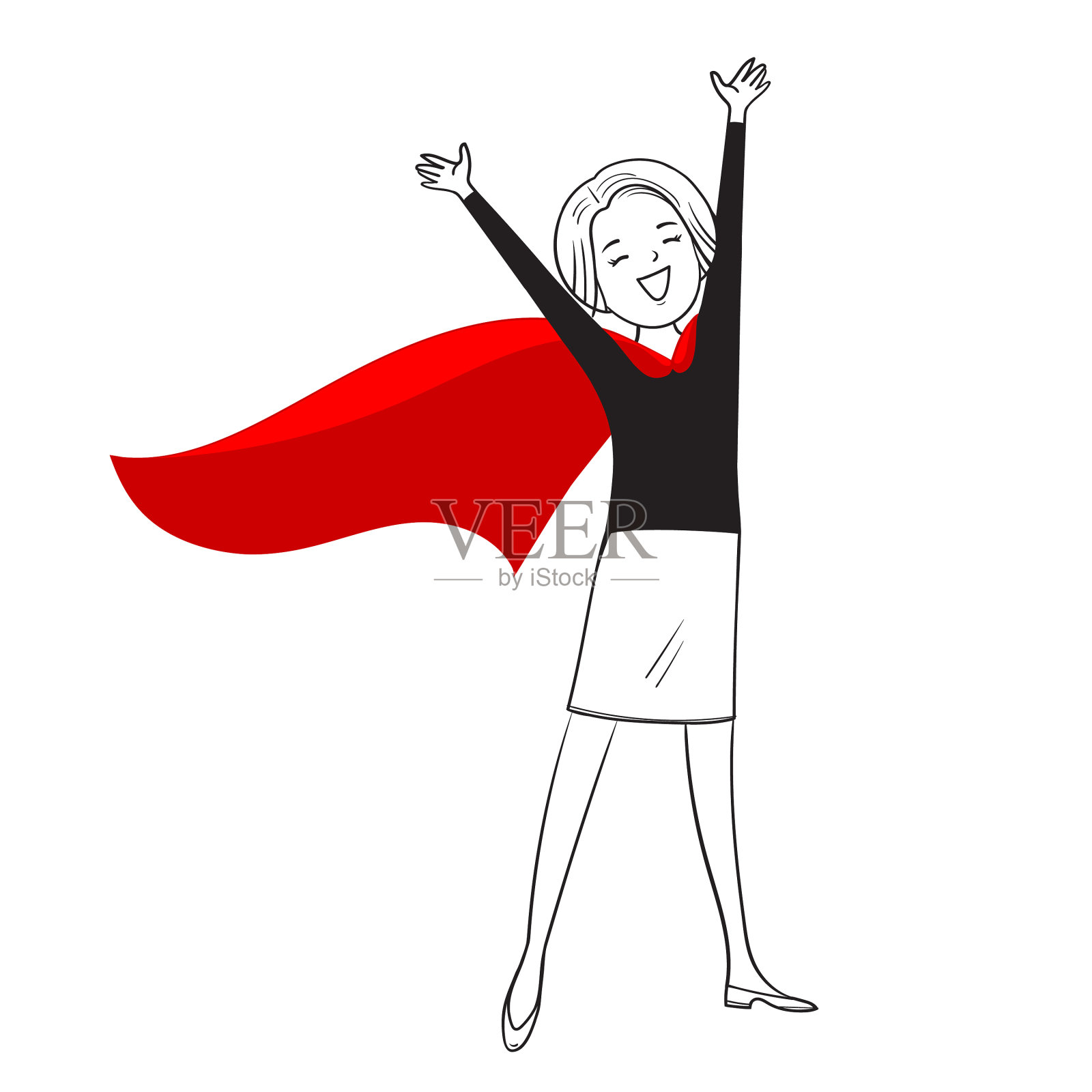 穿红色斗篷的女人被隔离在白色的衣服上插画图片素材