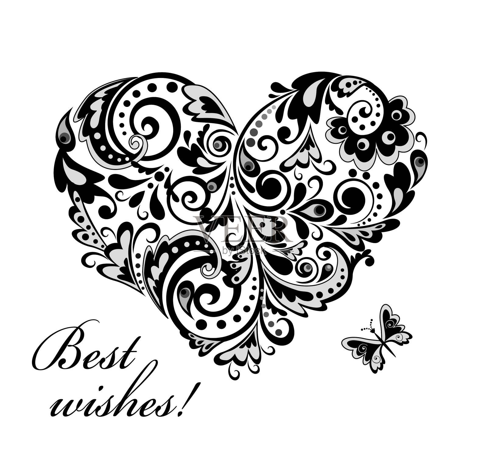 黑色和白色心形贺卡设计元素图片