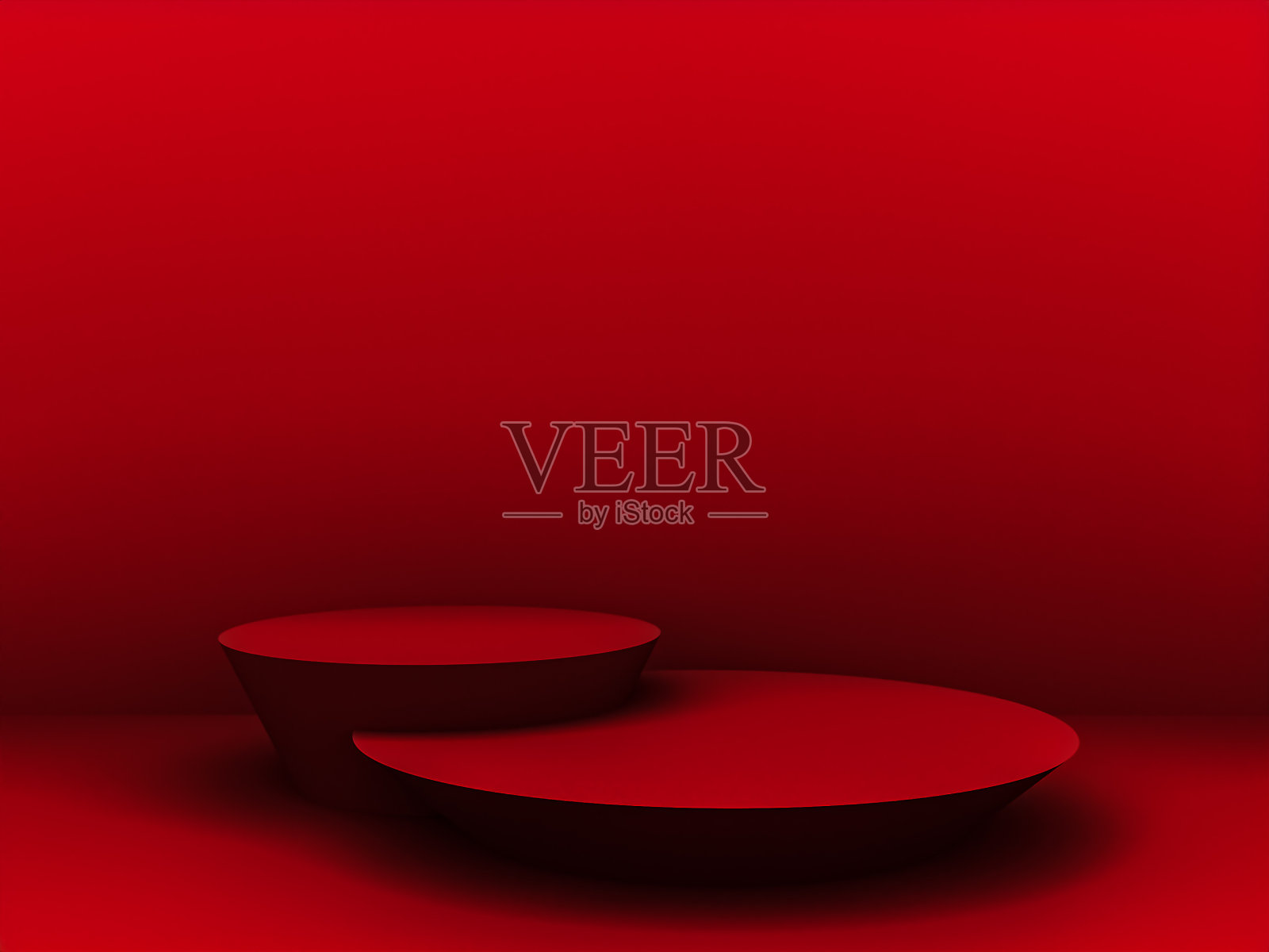 场景与红色裙台模拟展示在极简主义风格与复制空间，3d渲染抽象背景设计照片摄影图片