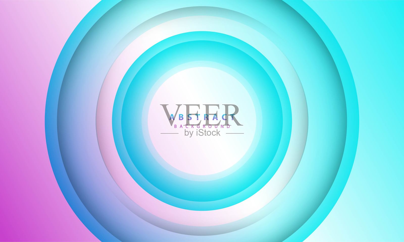 抽象三维圆纸切割层渐变背景蓝色和紫色。优雅的圆形设计。插画图片素材