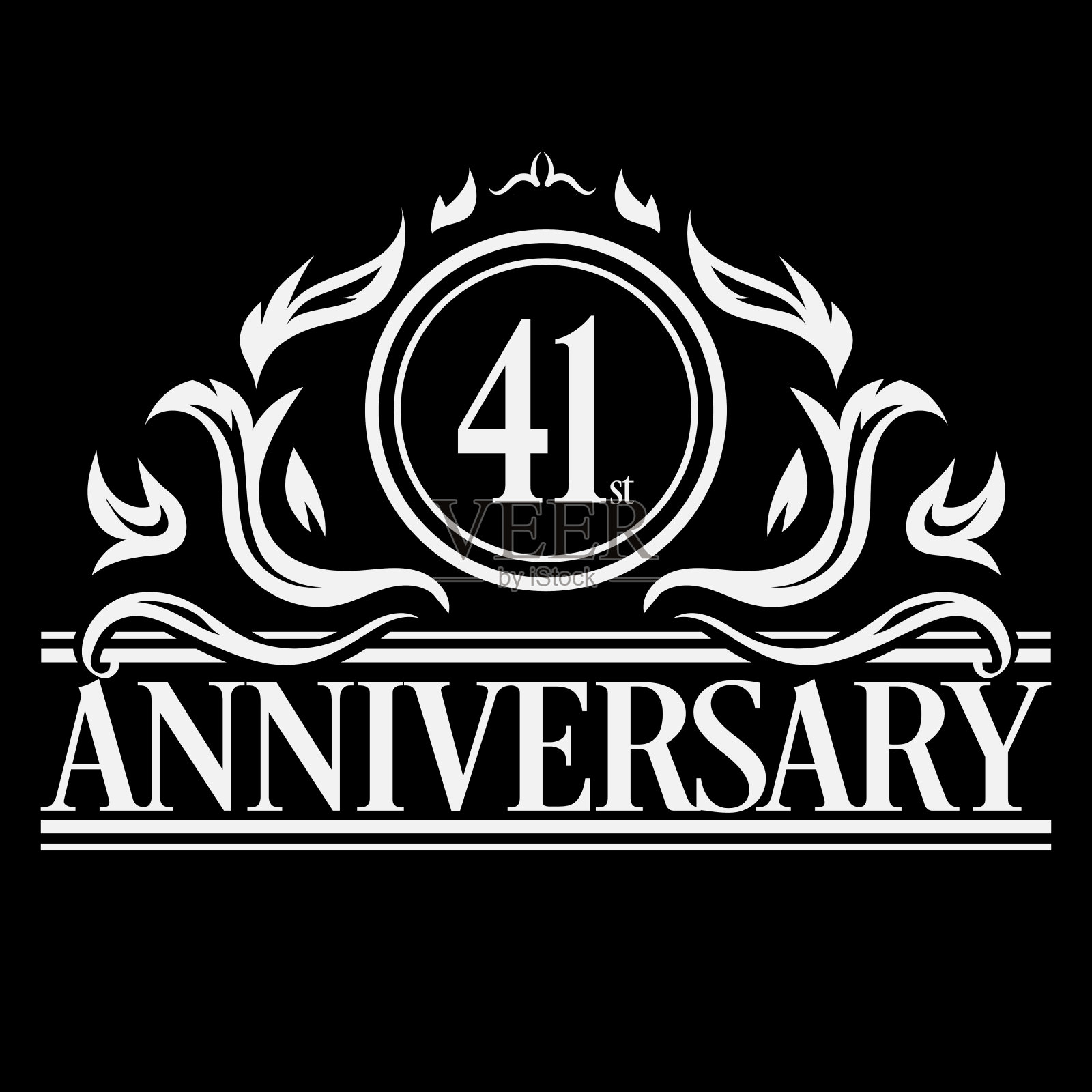 豪华41周年标志股票插图41周年年份，商业，庆祝，仪式，祝贺插画图片素材