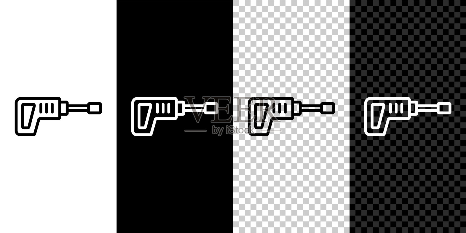 设定线电动旋转锤钻图标隔离在黑白透明背景上。施工，修整，修理的工作工具。向量插画图片素材