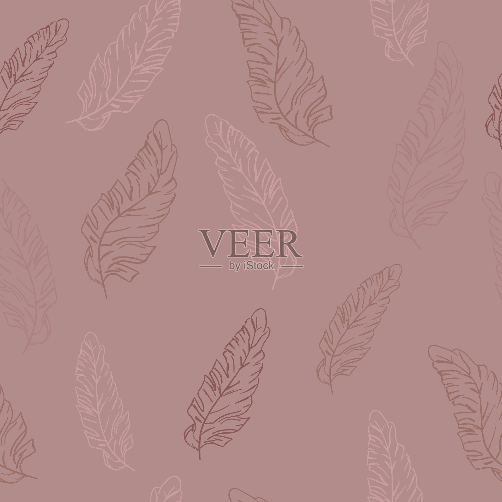 矢量无缝波西米亚，现代，当代，地球色调香蕉图案。插画图片素材