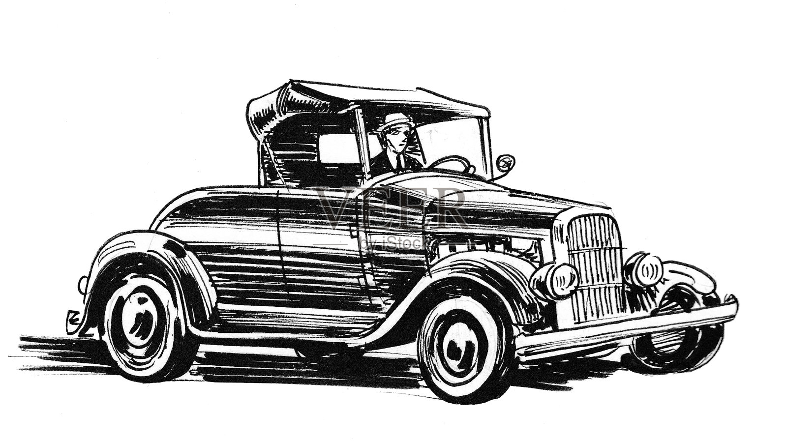 复古的汽车插画图片素材