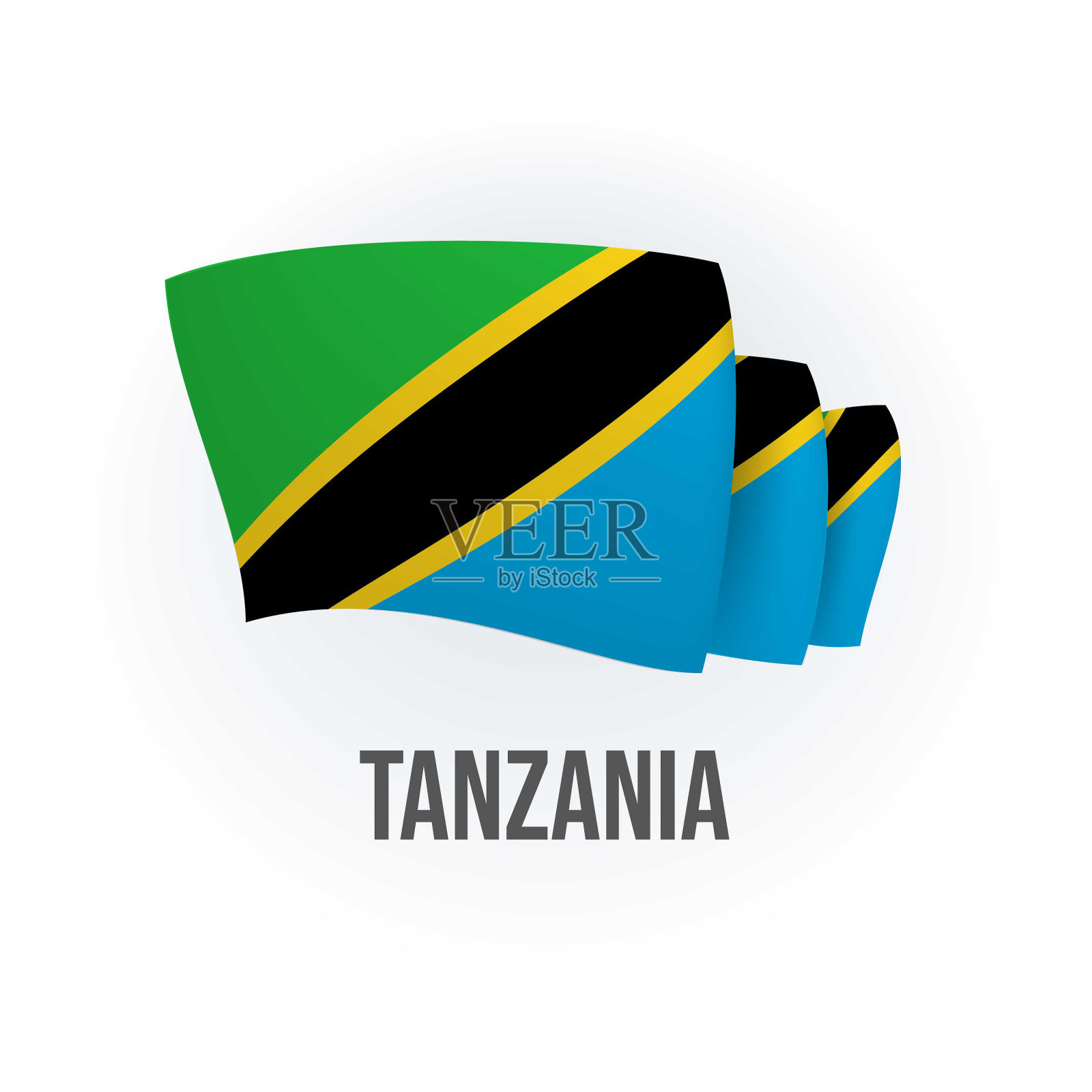 坦桑尼亚矢量旗。坦桑尼亚挥舞着国旗。矢量插图。插画图片素材