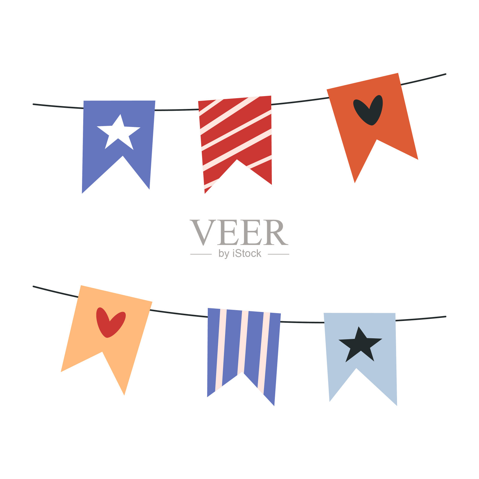 可爱的彩色马戏团帐篷在白色的背景设计元素图片