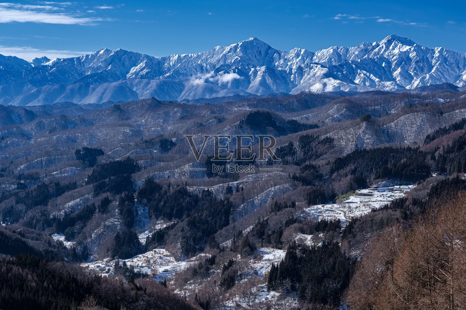 日本长野县Daibo山口的冬季风景照片摄影图片