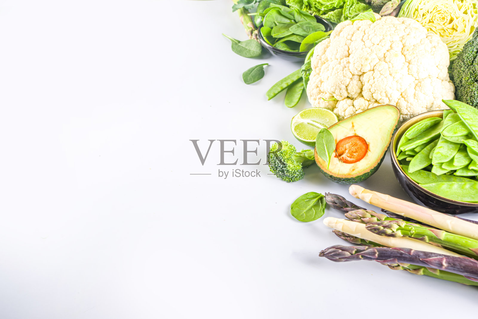 一套新鲜的绿色蔬菜照片摄影图片