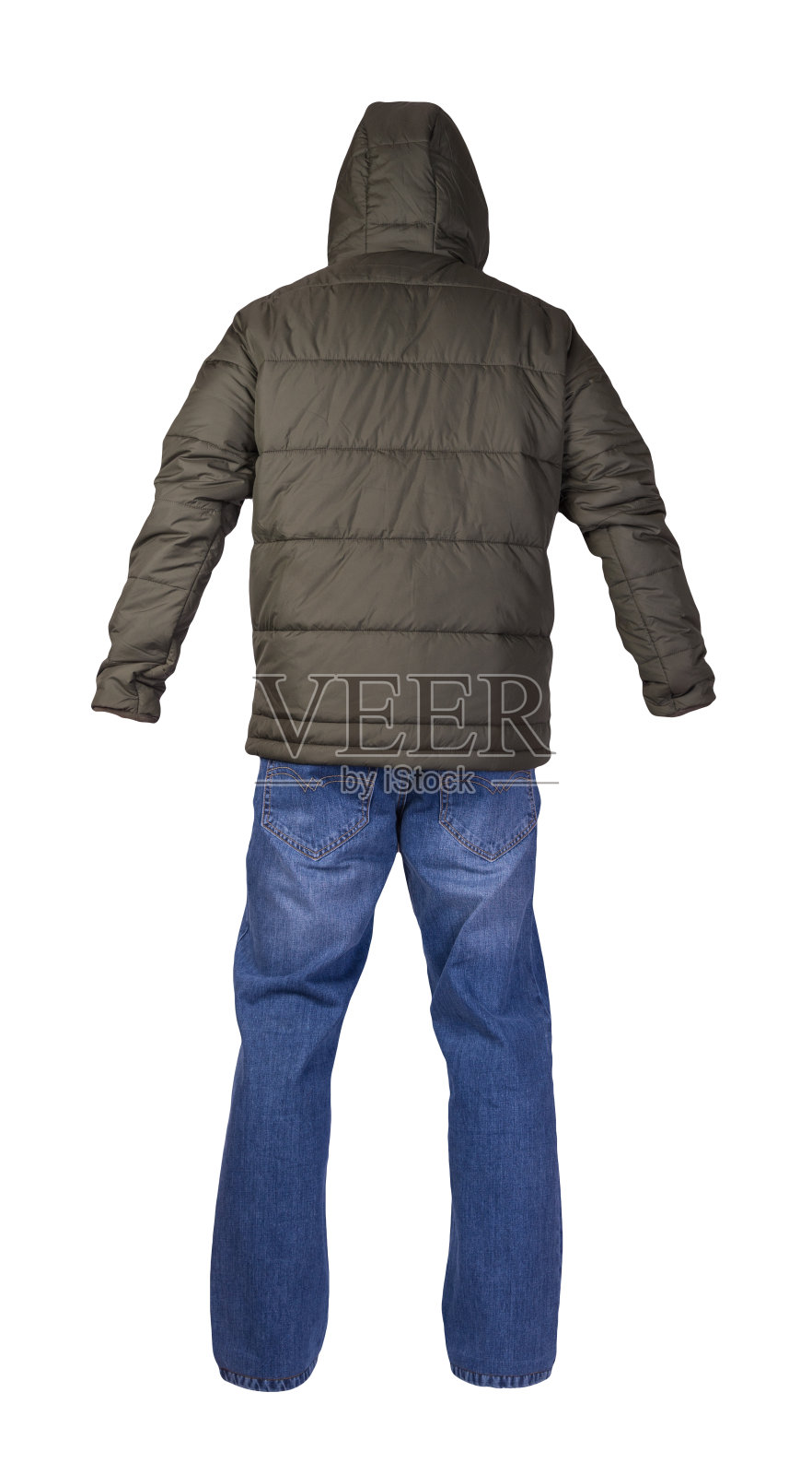 男人的夹克和牛仔裤孤立在白色背景。照片摄影图片