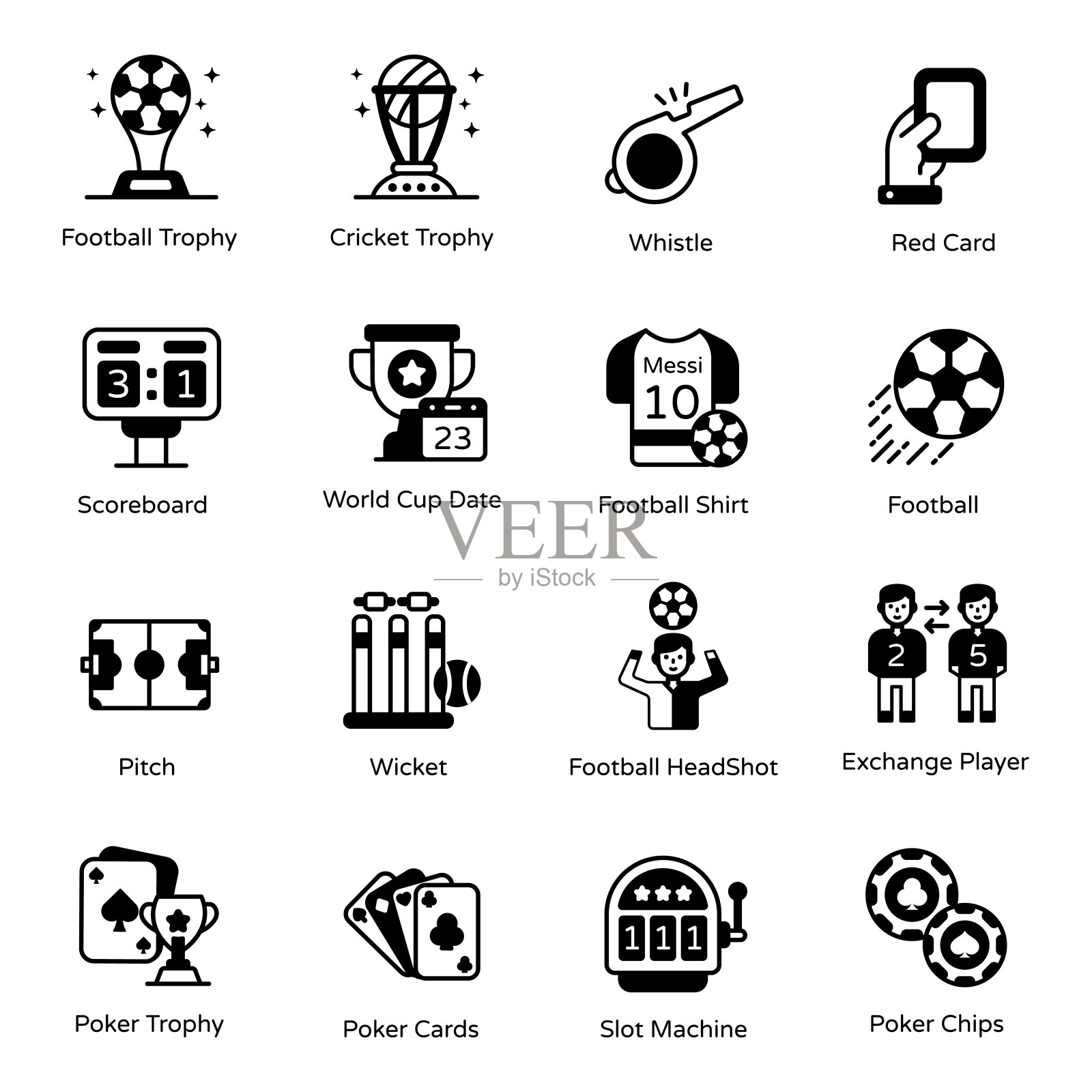 一套世界杯字形图标插画图片素材