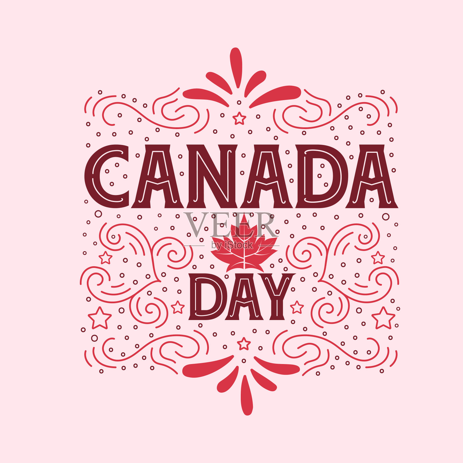 加拿大日，印刷贺卡的加拿大日。插画图片素材