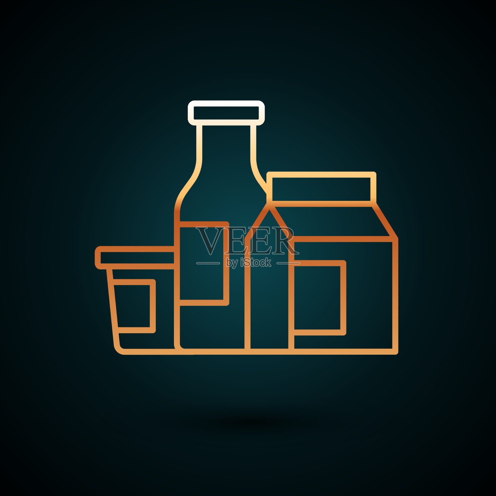 黄金线乳制品图标孤立在深蓝色插画图片素材