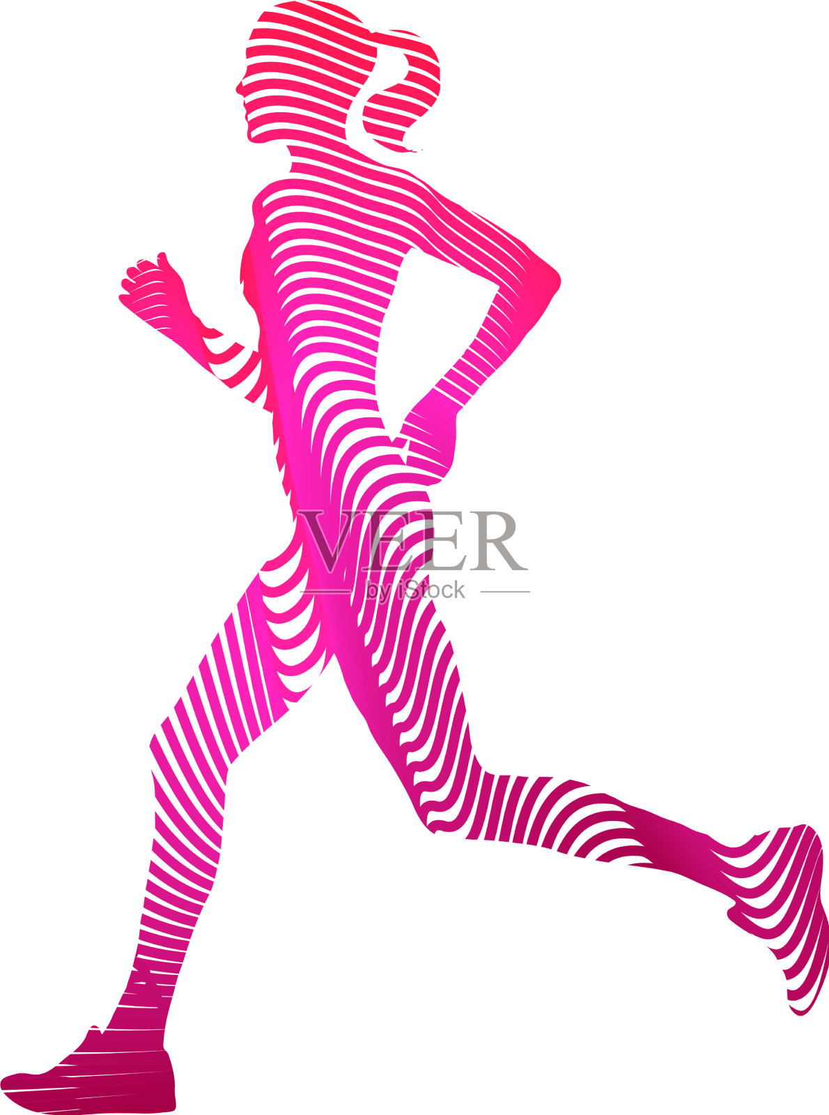 女子运动员在白色背景上赛跑插画图片素材