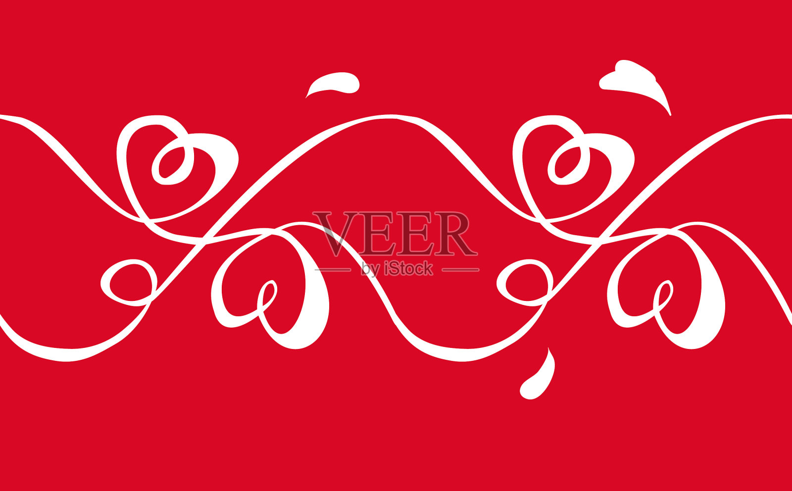 手绘白色丝带心在红色的背景插画图片素材