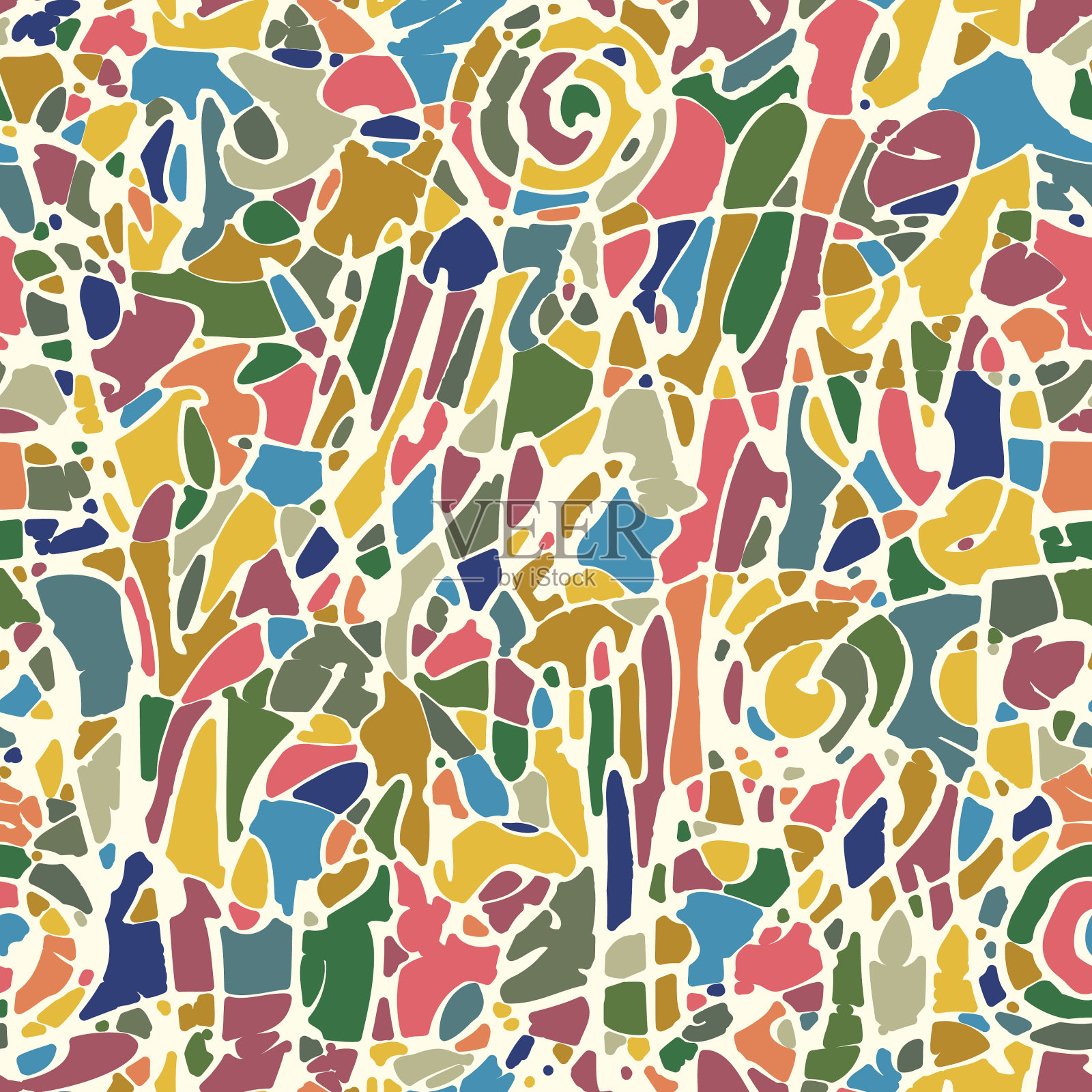 复古风格的无缝彩色玻璃图案插画图片素材