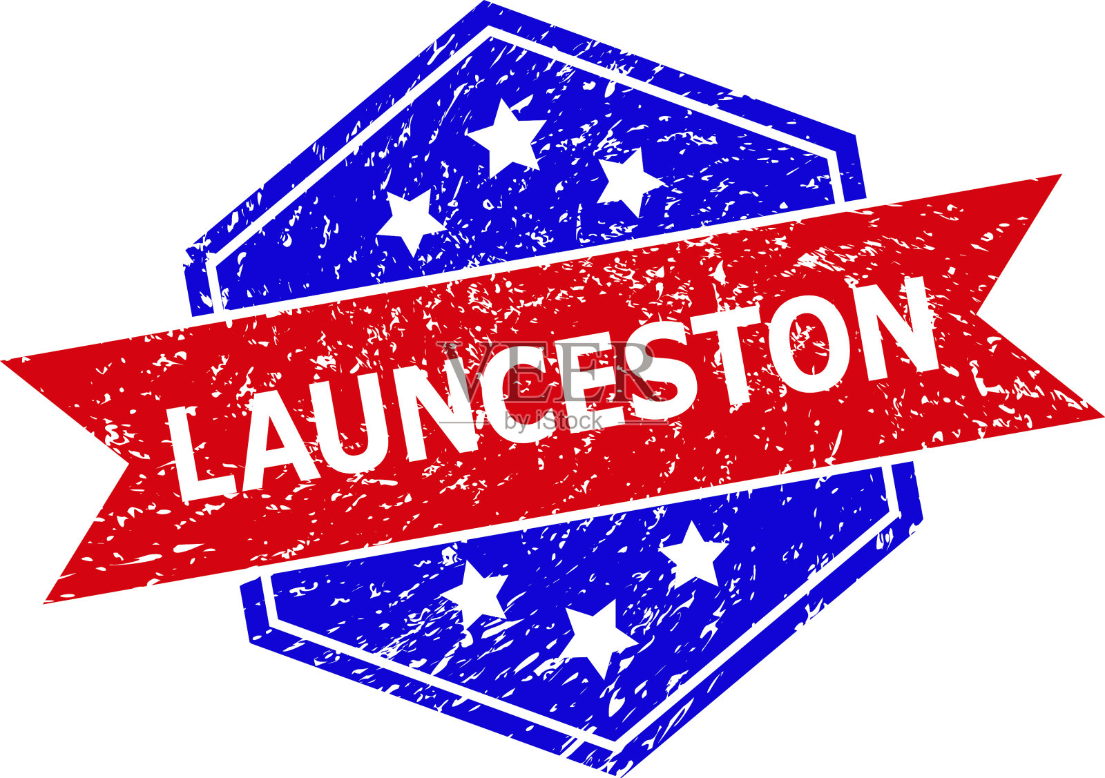 六角双色启动水印与腐蚀插画图片素材