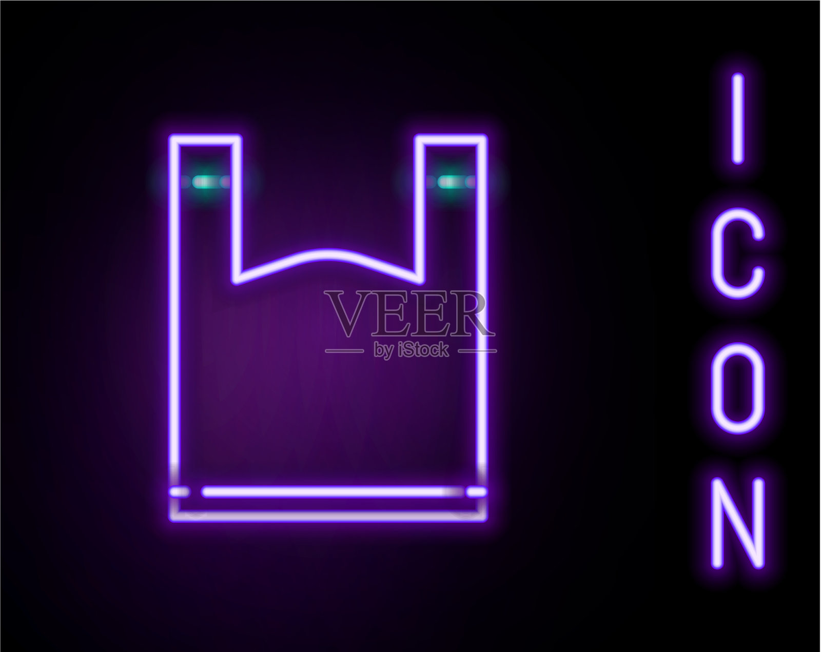 发光的霓虹线塑料袋图标隔离插画图片素材