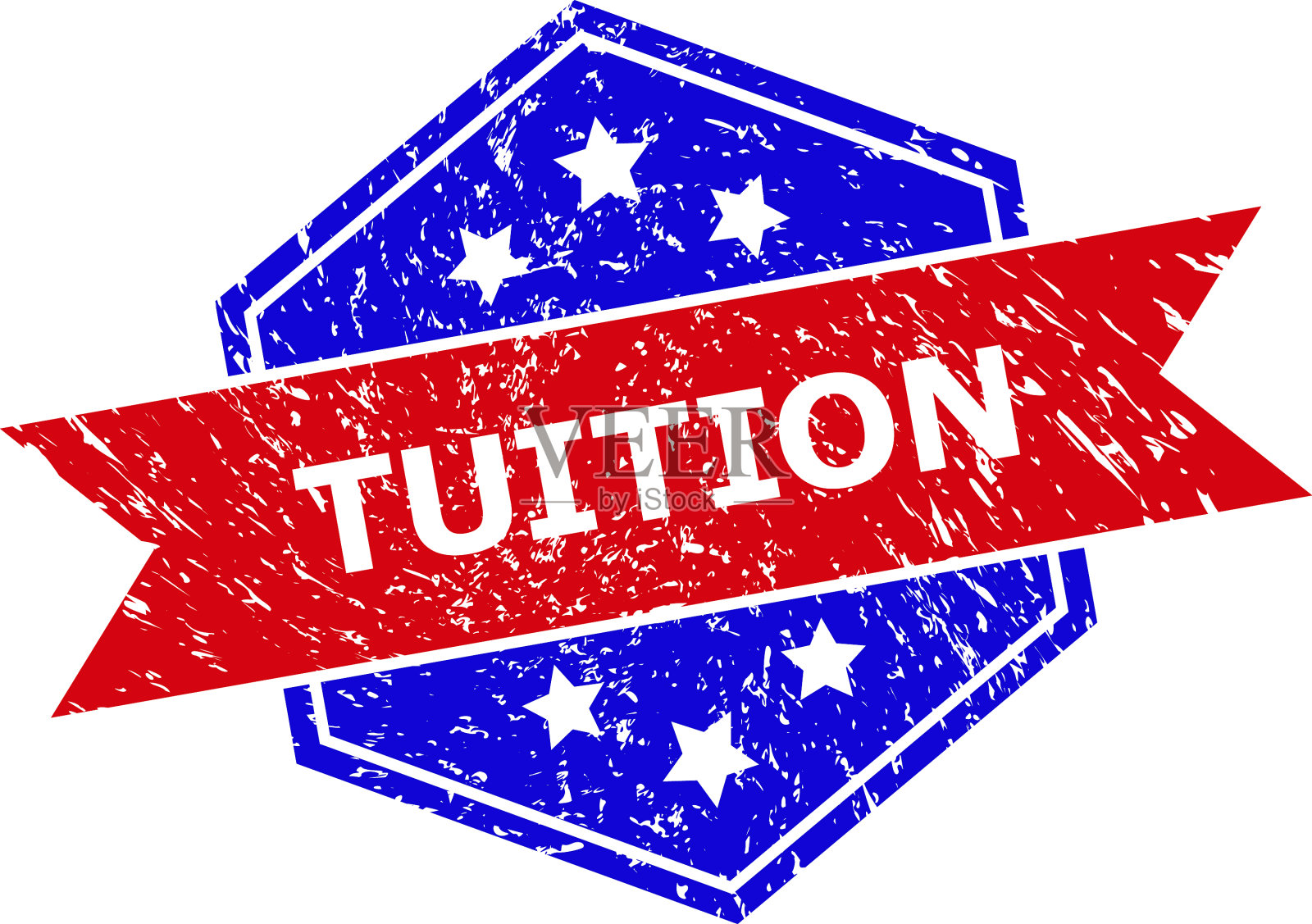 六角双色学费橡皮图章不洁插画图片素材