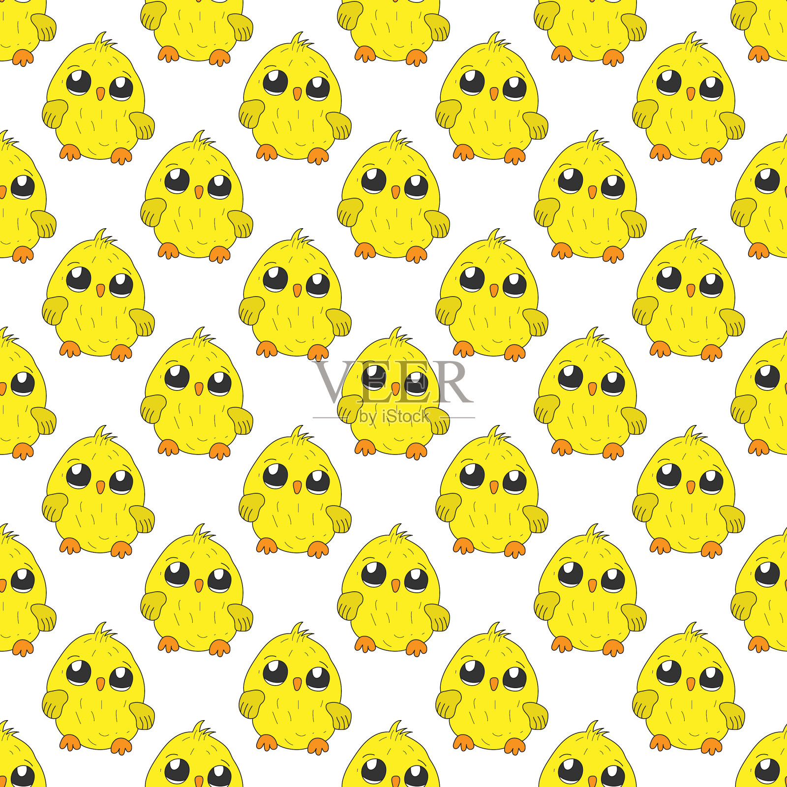 鸡一卡通人物无缝图案为插画图片素材
