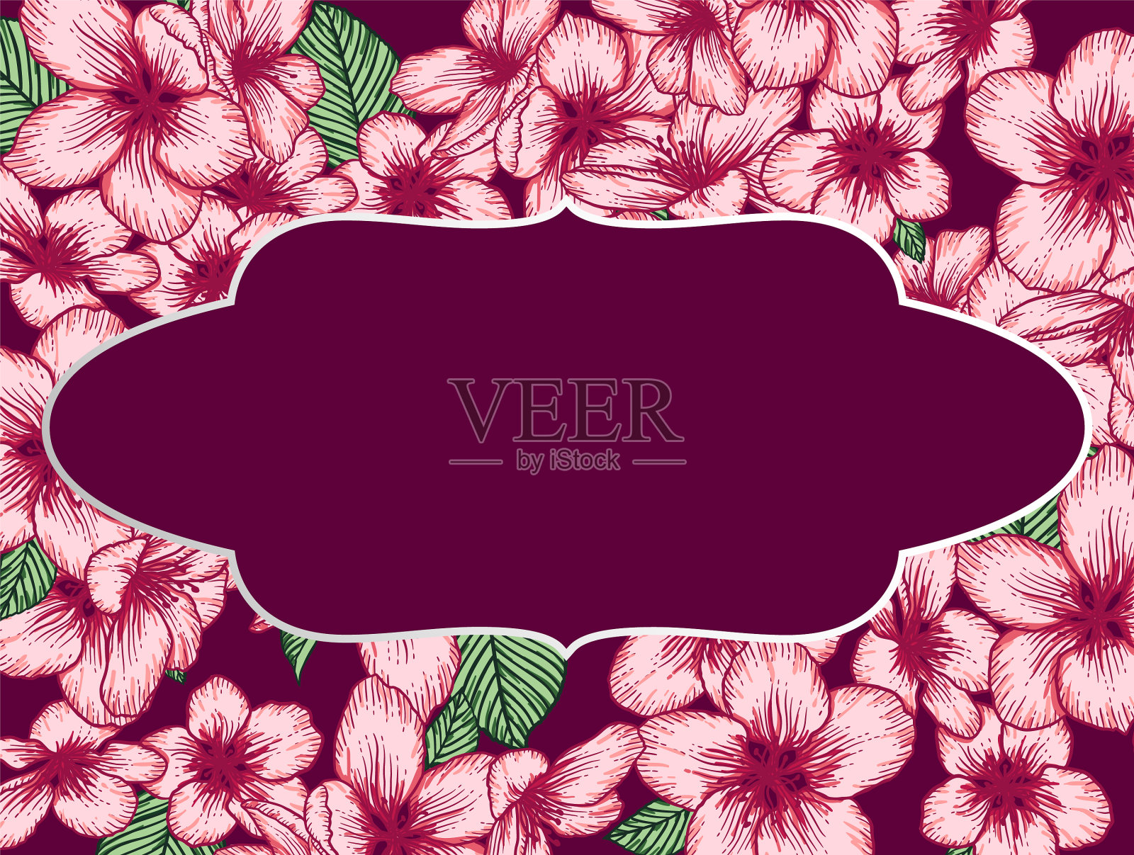 花型婚礼请柬优雅的卡片模板插画图片素材