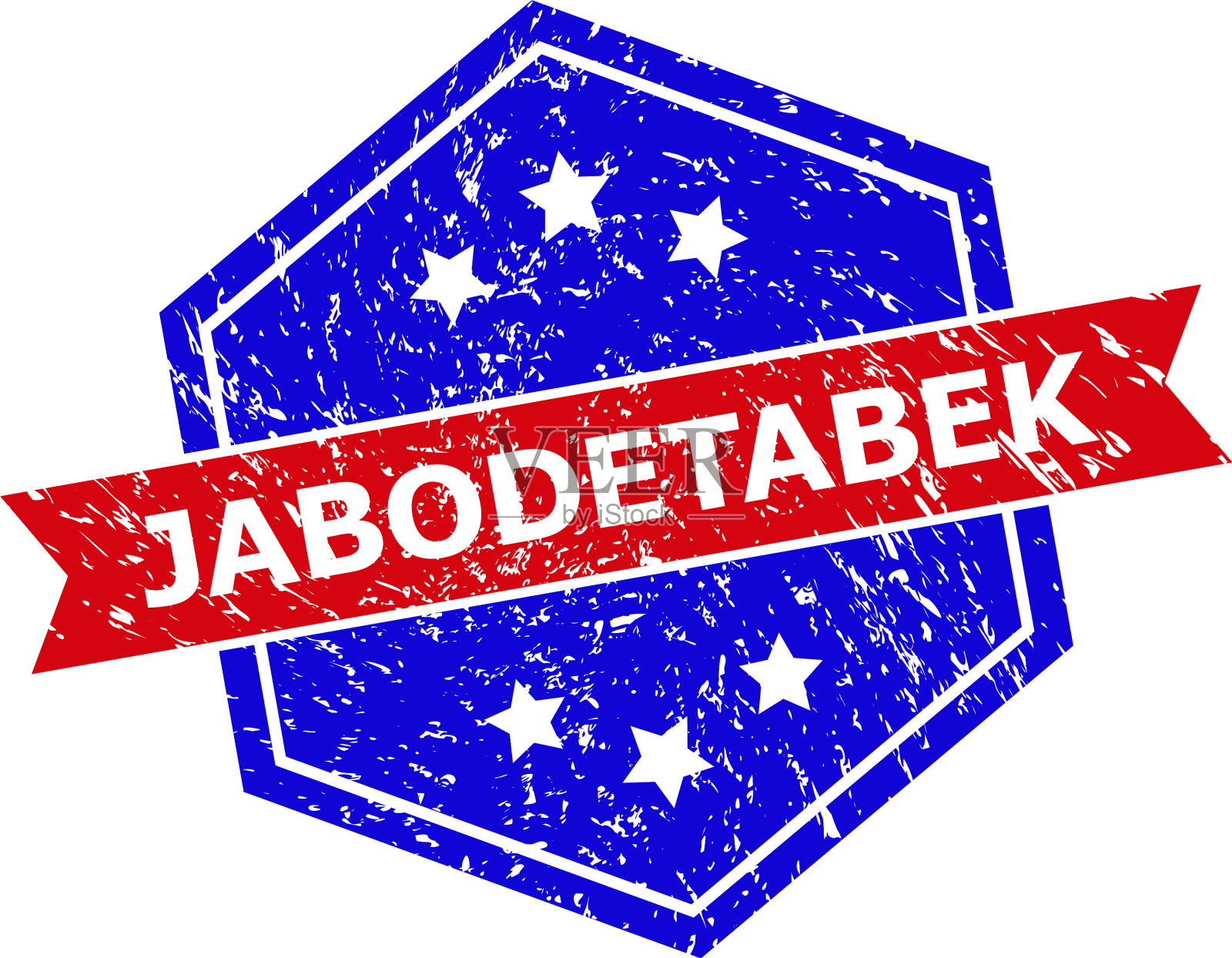 六角双色jabodetabek邮票与刮花插画图片素材