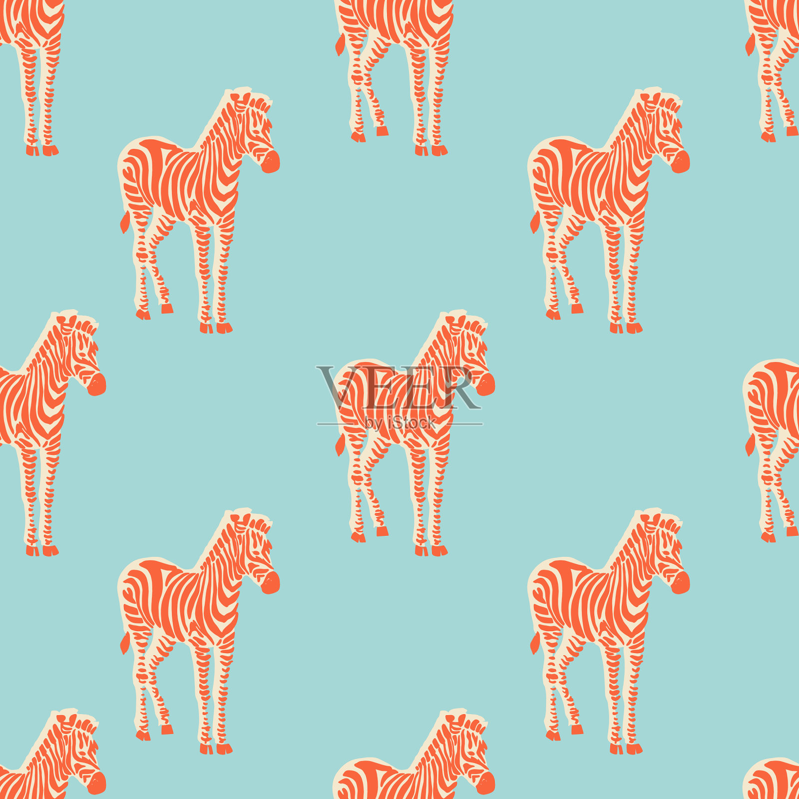 复古霓虹灯色彩斑马插图图案无缝重复图案数字文件艺术品家居装饰打印时尚织物纺织流行艺术插画图片素材