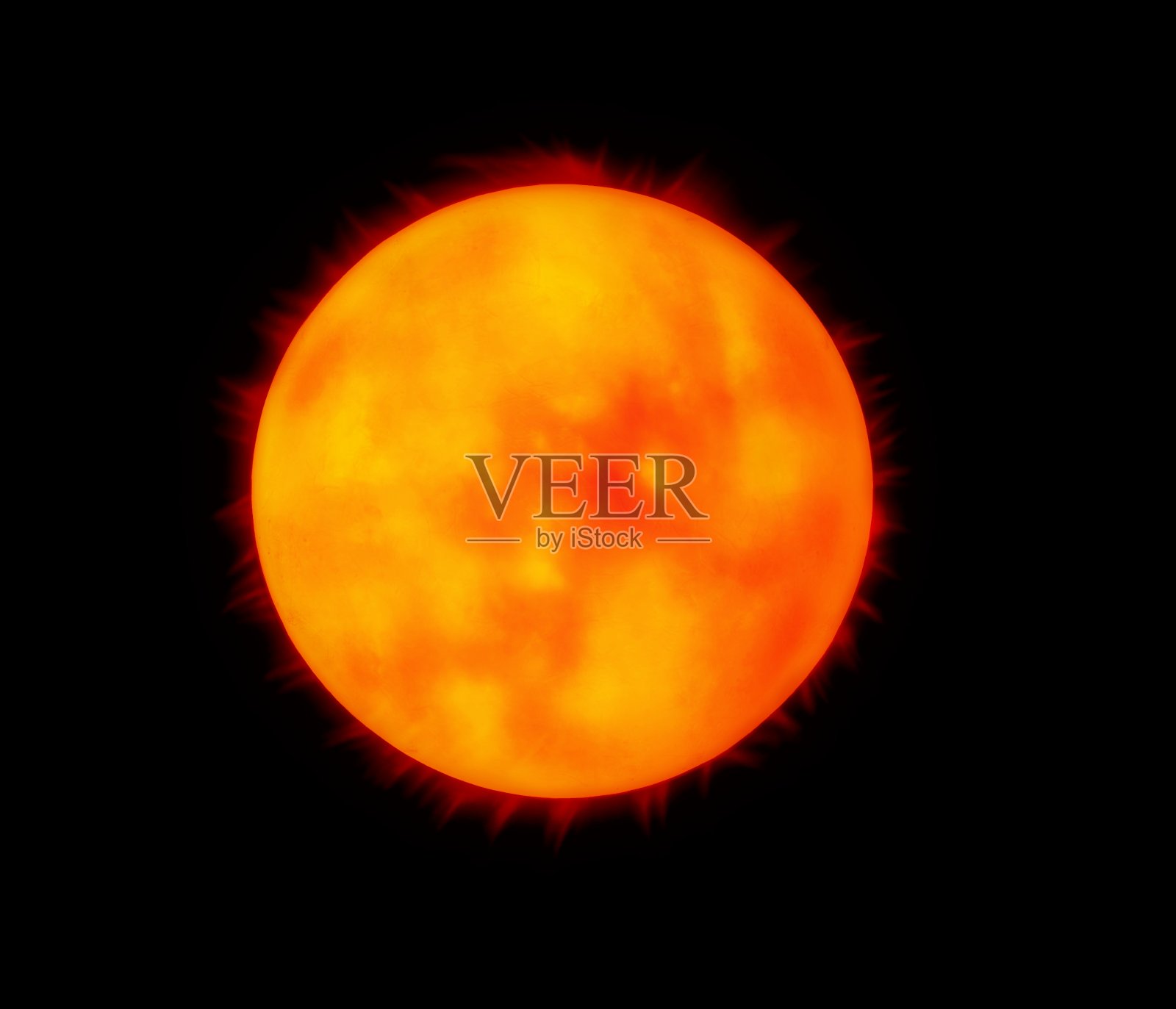 太空中的黄色恒星，黑色背景上的类太阳恒星。照片摄影图片