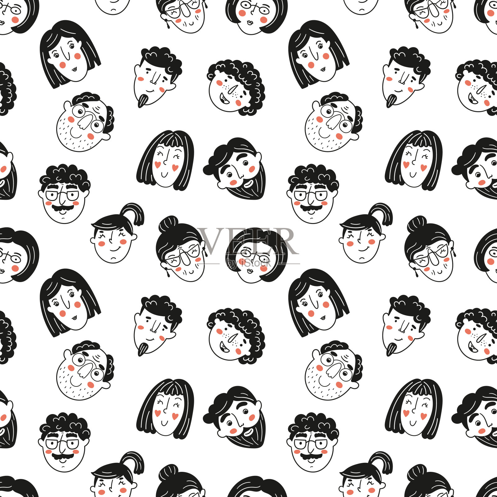 无缝的图案与人手绘涂鸦风格。插画图片素材