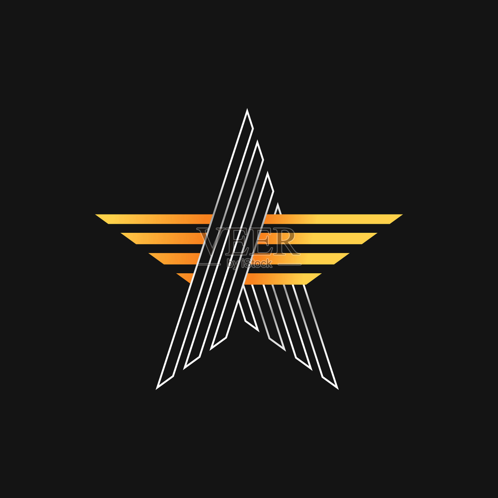 摘要星标志图标设计矢量模板。简约优雅的星牌设计理念。星标志图标矢量设计模板，为企业，品牌，公司，网站，符号，企业，标志。插画图片素材