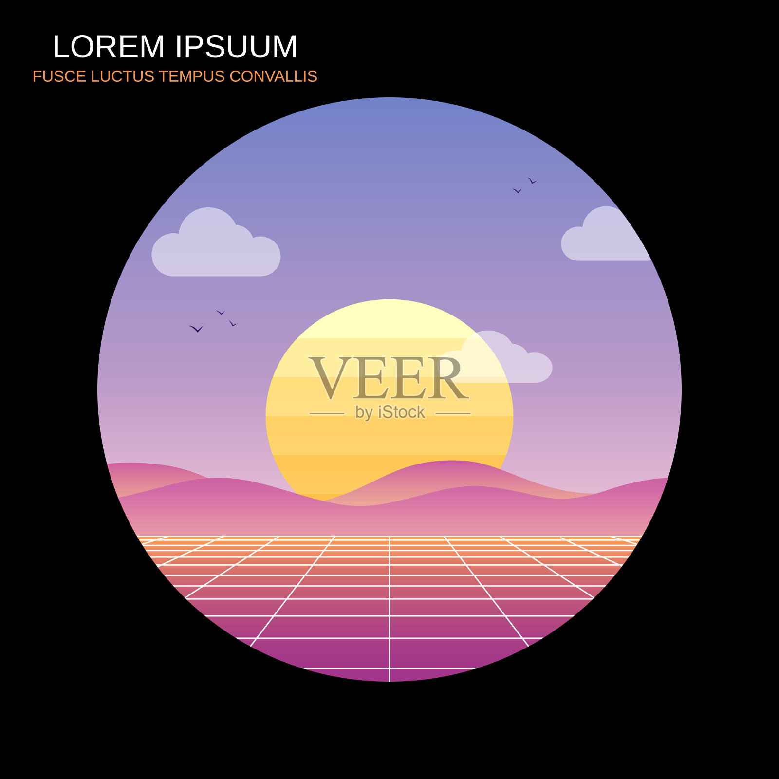 粉色山日出矢量插图插画图片素材