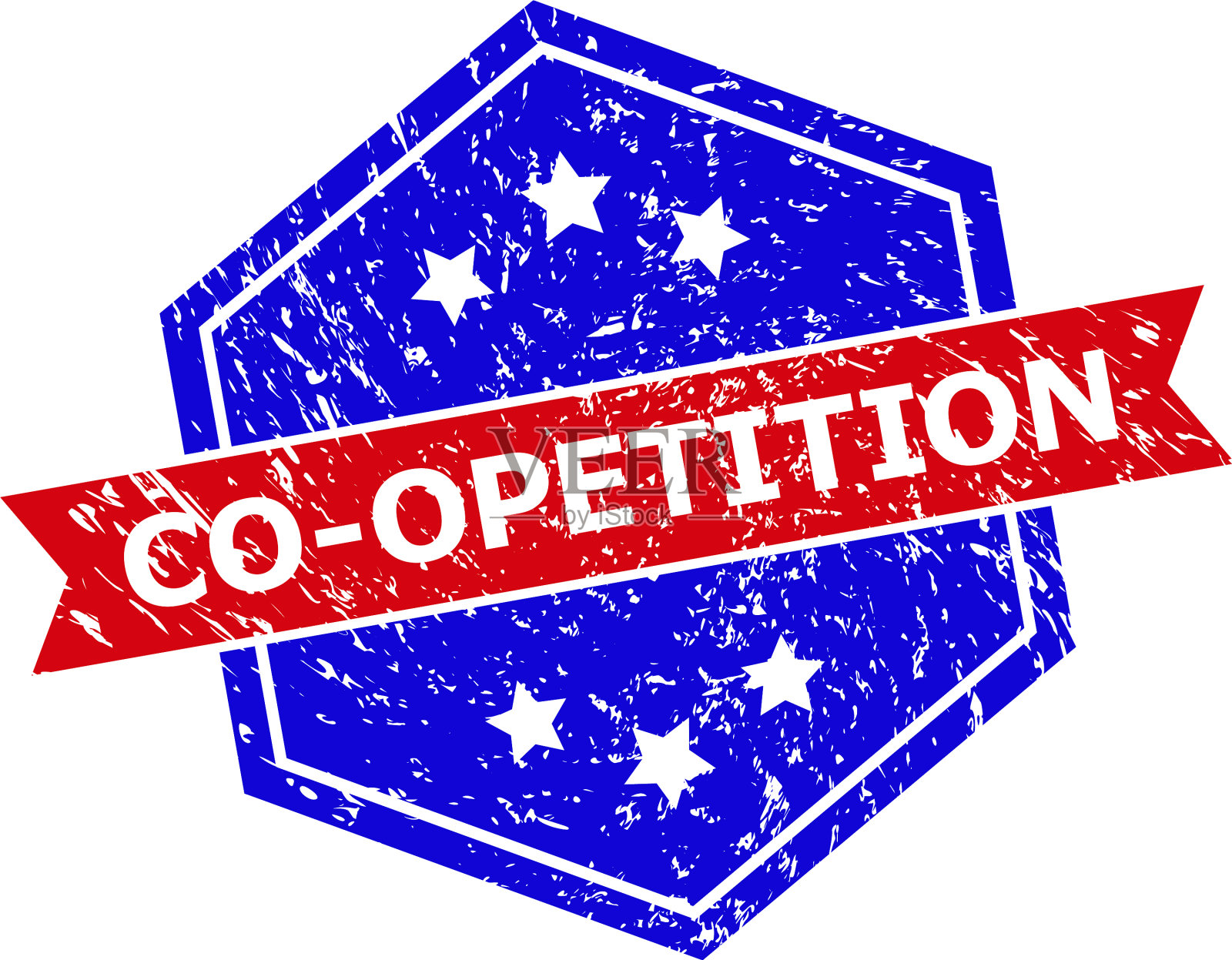 六角双色竞拍橡皮图章用插画图片素材