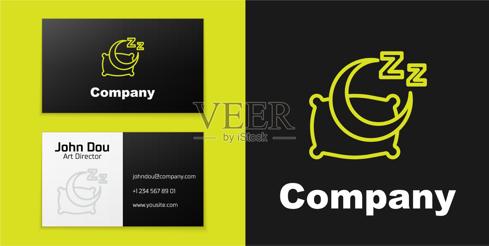 标识型线时间睡眠图标孤立在黑色插画图片素材