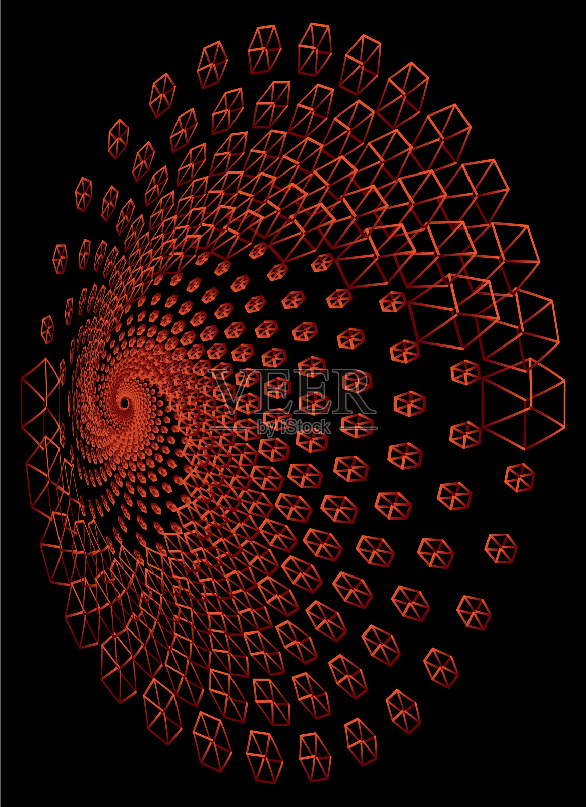 隧道或虫洞数字线框隧道3d插画图片素材