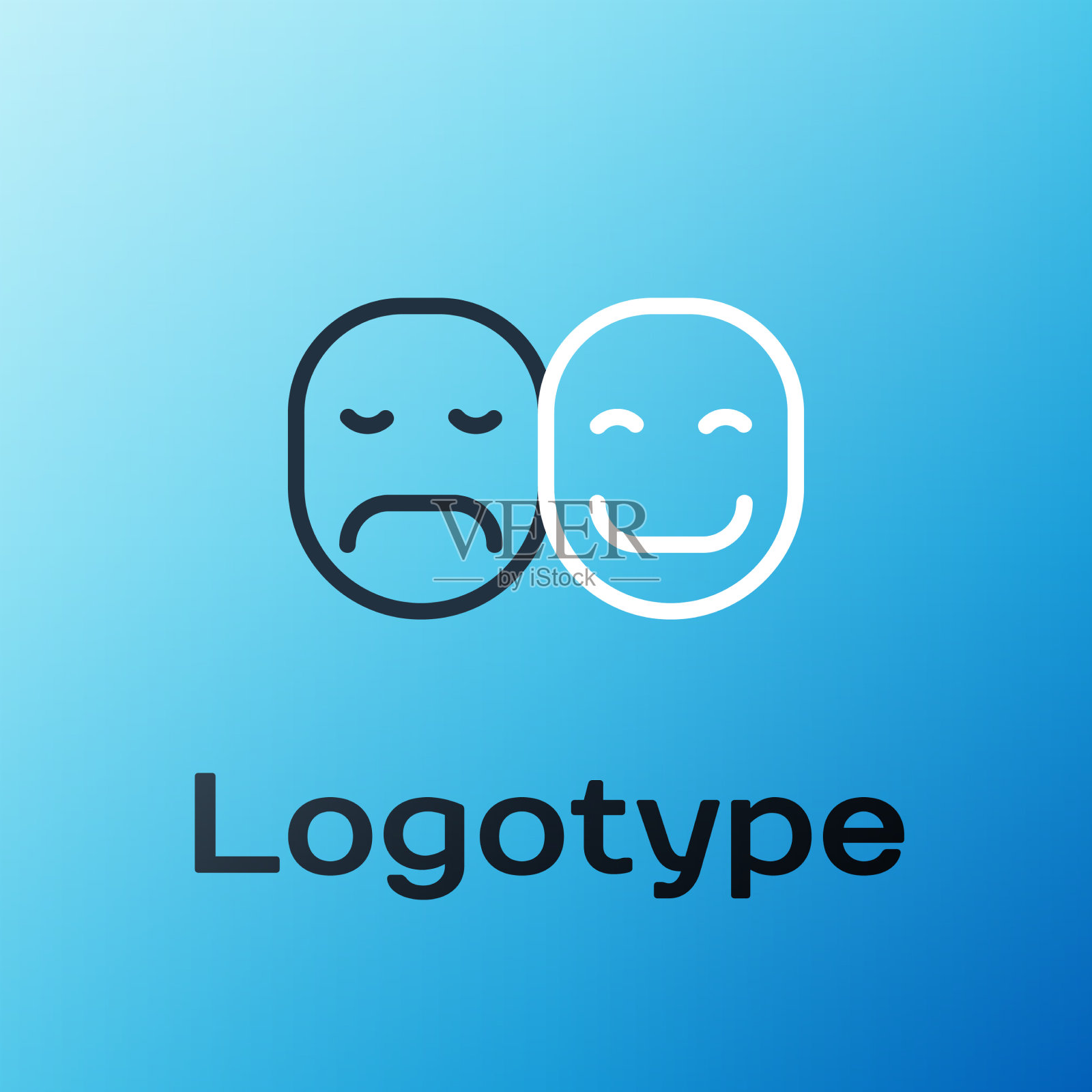 线扑克玩家图标孤立在蓝色背景图标素材