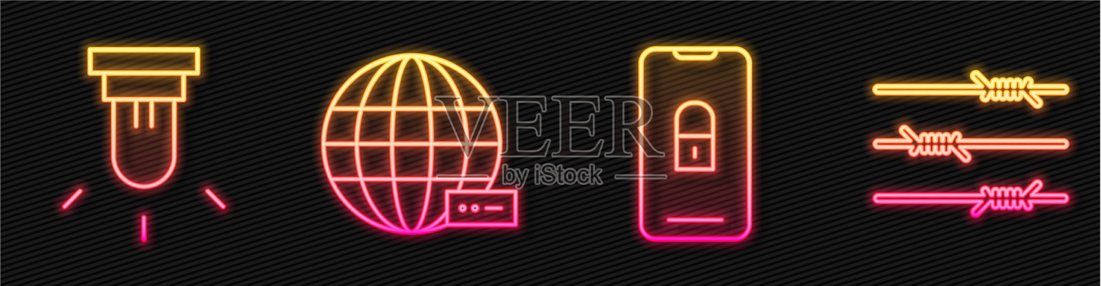 设置线移动与封闭挂锁运动传感器插画图片素材