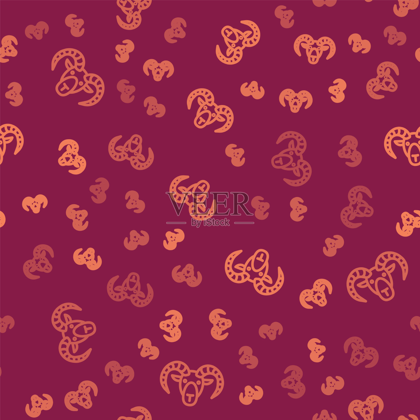 棕色线头山羊或公羊图标孤立插画图片素材