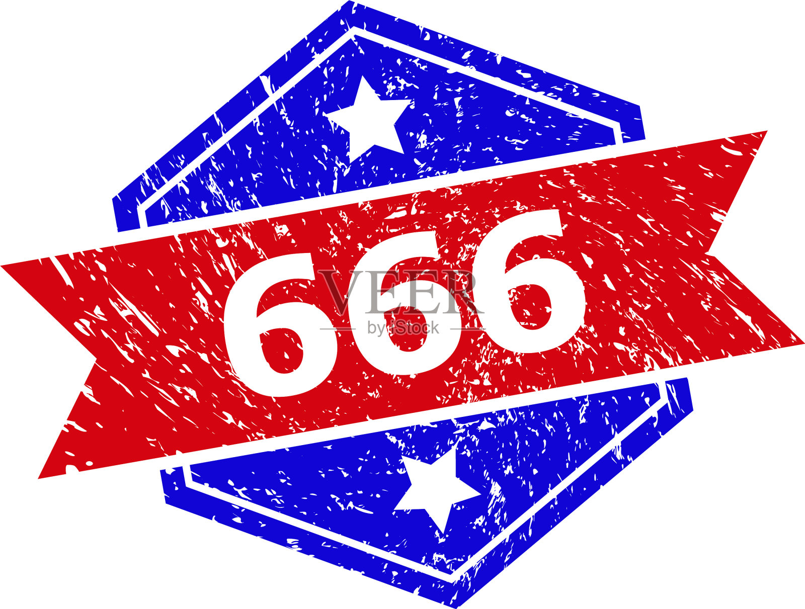 六角双色666邮票窘迫纹理插画图片素材