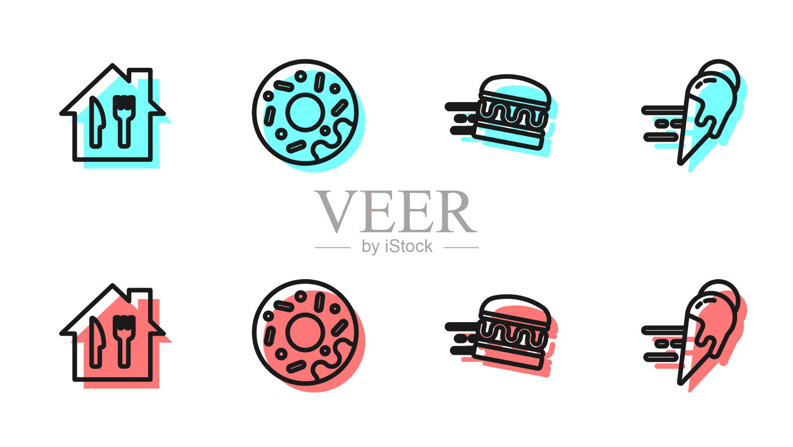 设置在线订购汉堡送货和插画图片素材