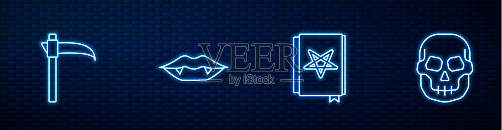 设定线古魔法书镰刀吸血鬼的牙齿插画图片素材