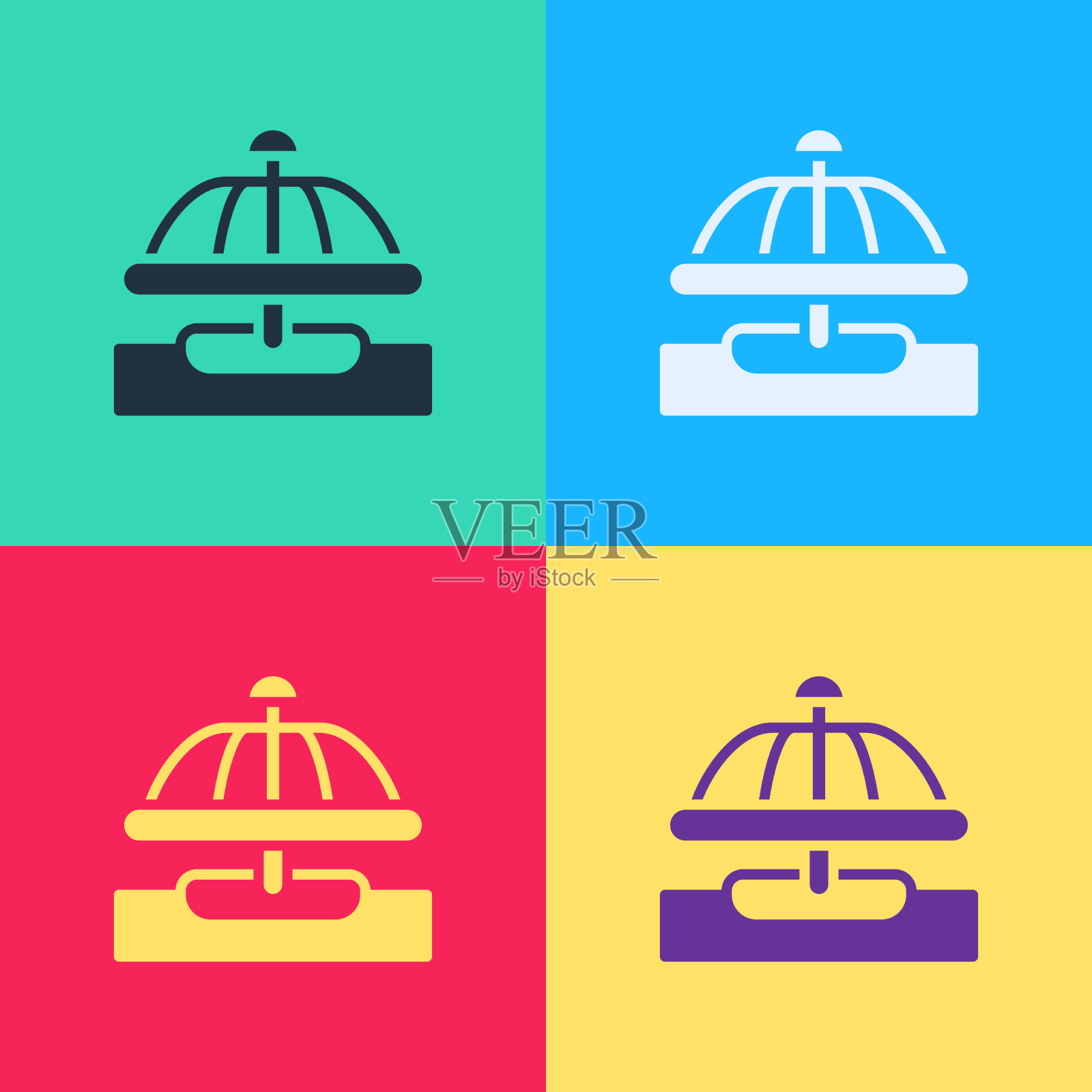 波普艺术吸引旋转木马图标孤立的颜色插画图片素材