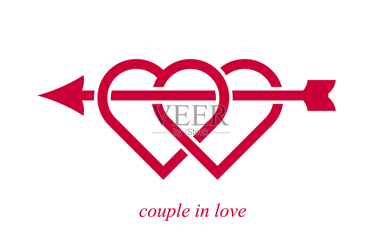 双双心与丘比特弓箭的图标插画图片素材