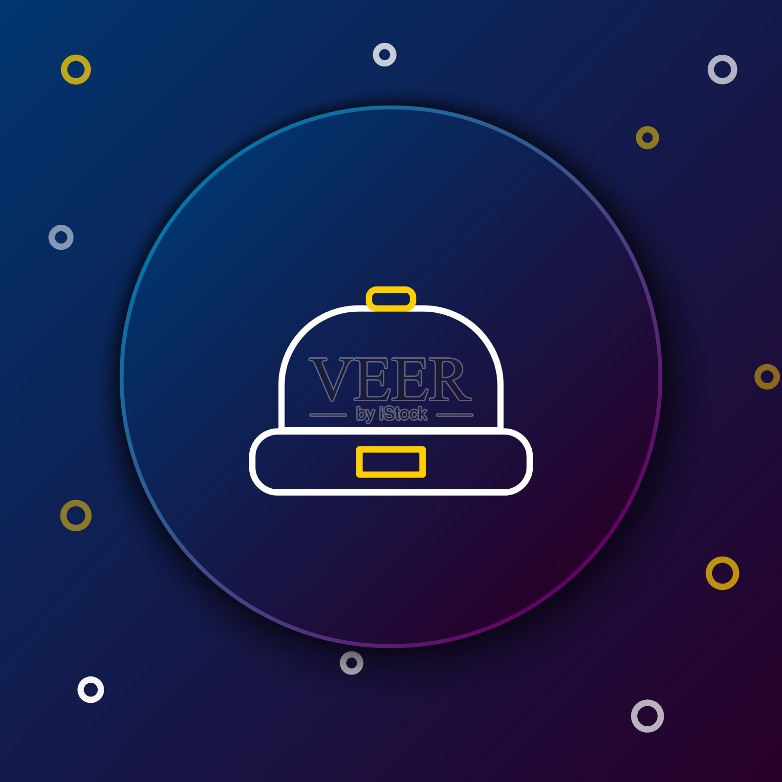 线无檐帽图标隔离在蓝色背景插画图片素材