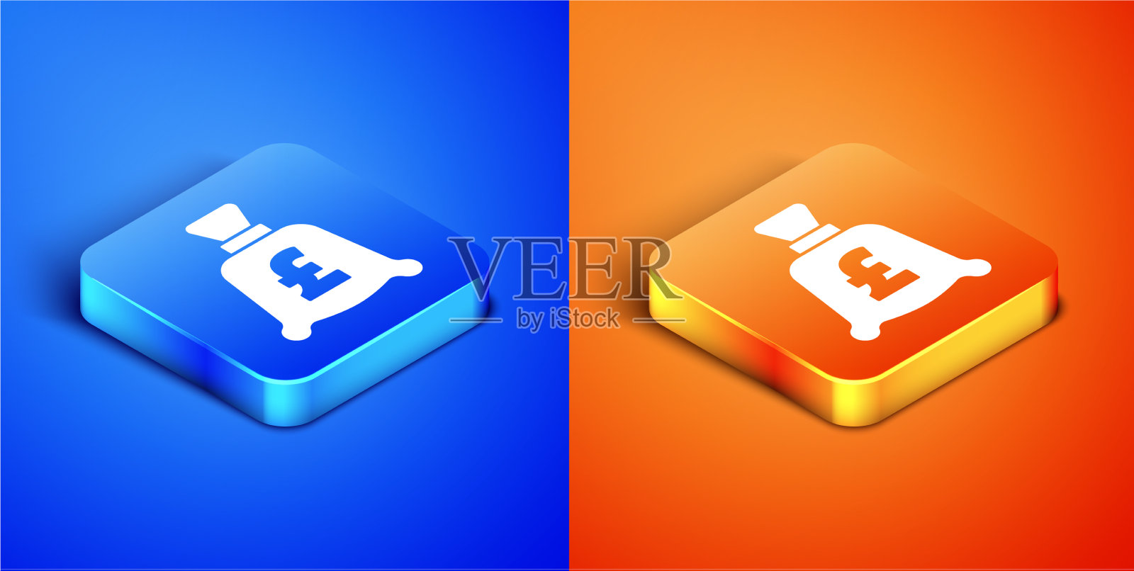 带有英镑符号的等距硬币图标素材